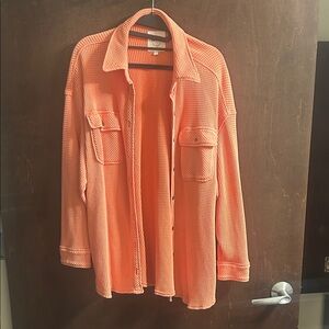 Aerie Peach Waffle Knit Button up